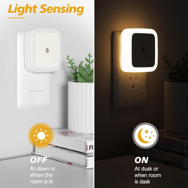 Night Light, Night Lights Plug into Wall 4-Pack, Nightlight Plug in Night Light, Dusk to Dawn Night Lamp Led Night Light for Bedroom, Bathroom, Hallway Warm White - Image 2