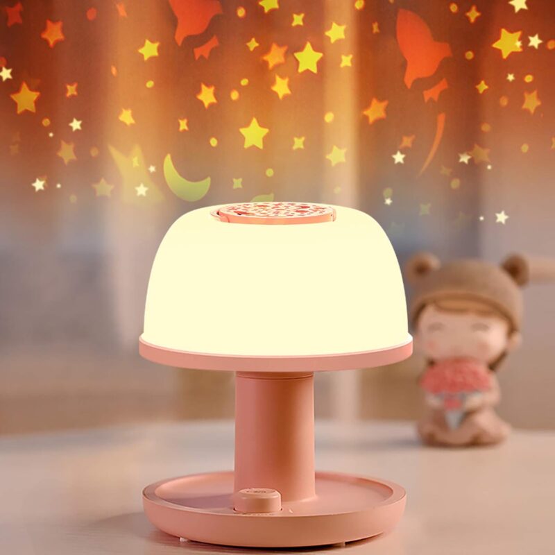 Toddler Night Light Lamp, Dimmable  Bedside Lamp with Star Projector, Kids Lights Timer Design & Color Changing, Portable Rechargeable Cute Gifts for Children Bedroom
