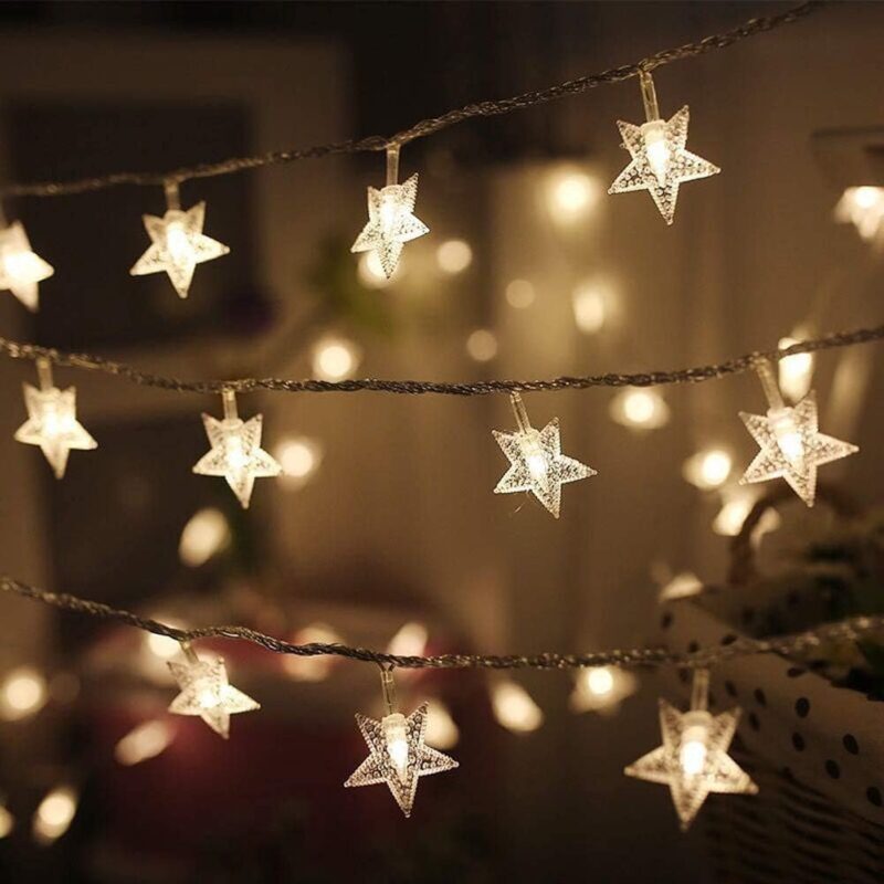100  Star String Lights, 33FT Plug in Fairy String Lights Waterproof, Extendable for Indoor, Outdoor, Wedding Party, Christmas Tree, New Year, Ramadan, Garden Decoration, Warm White