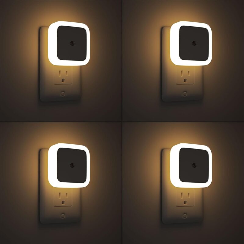 Night Light, Night Lights Plug into Wall 4-Pack, Nightlight Plug in Night Light, Dusk to Dawn Night Lamp Led Night Light for Bedroom, Bathroom, Hallway Warm White
