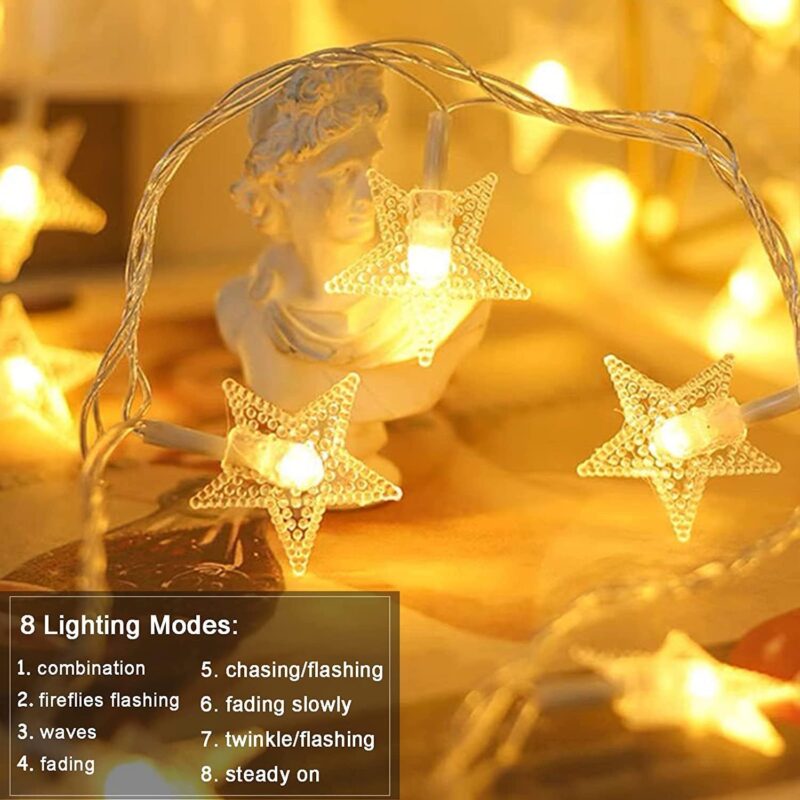 Star String Lights Plug in - 33 ft 100  Star Fairy String Lights with Remote and Timer, Waterproof for Bedroom Porch Wedding Party Patio Garden Tent Indoor Outdoor Décor, Warm White - Image 2
