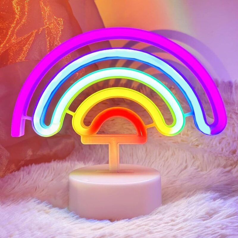 Rainbow Neon Sign -  or Battery Operated  Light for Classroom, Girls Bedroom, Kids Table Decor - Image 2