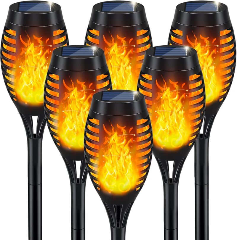 Solar Lights Outdoor, Solar Torch Light with Flickering Flame for Garden Decor, Solar Garden Lights, Waterproof Outdoor Lighting, Flame Torches for Outside Patio Pathway Yard Decorations