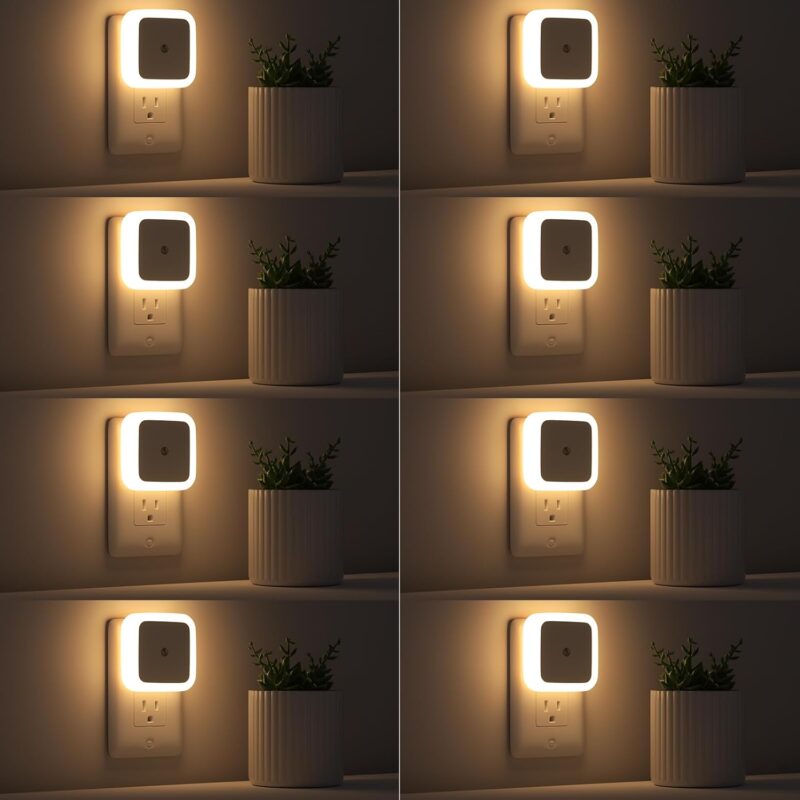 Night Light, Night Lights Plug into Wall 8-Pack, Plug in Night Light, Dusk to Dawn Nightlight Led Night Light for Bedroom, Bathroom, Hallway Warm White