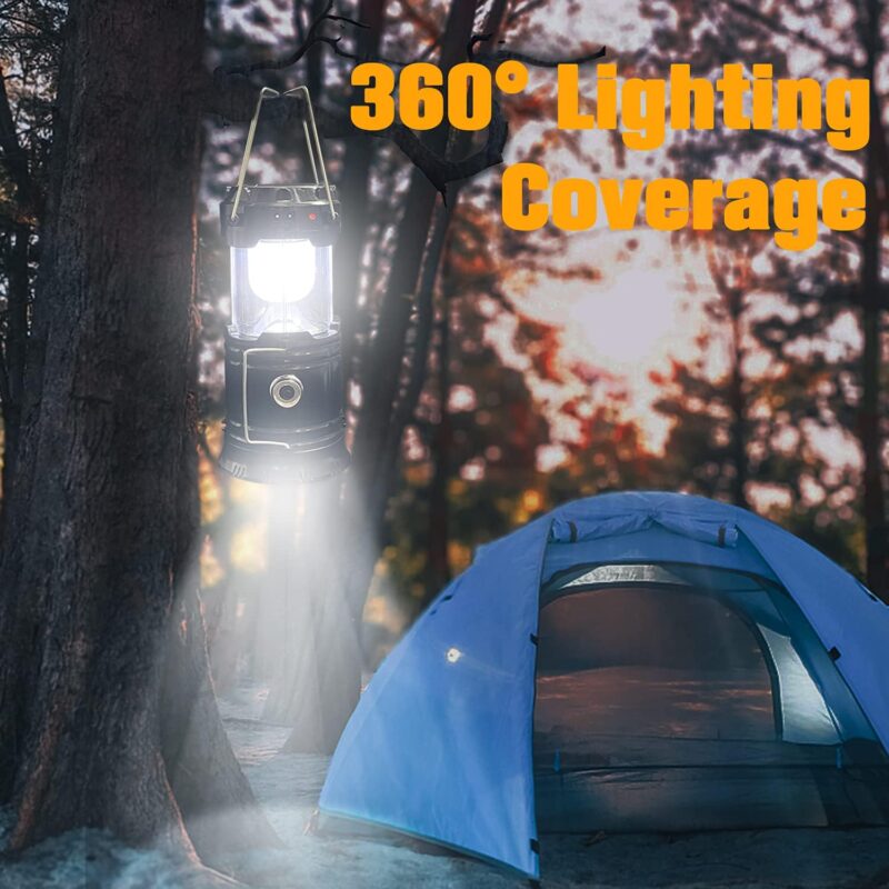 Collapsible Portable LED Camping Lantern  Lightweight Waterproof Solar USB Rechargeable LED Flashlight Survival Kits for Indoor Outdoor Home Emergency Light Power Outages Hiking Hurricane 4-Pack - Image 2