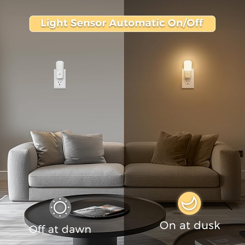 Dimmable Night Light[2 Pack], LED Night Lights Plug into Wall with Dusk to Dawn Sensor, Soft White 3000k Brightness Adjustable, Kids Nightlight for Bedroom,Baby Nursery,Hallway - Image 2