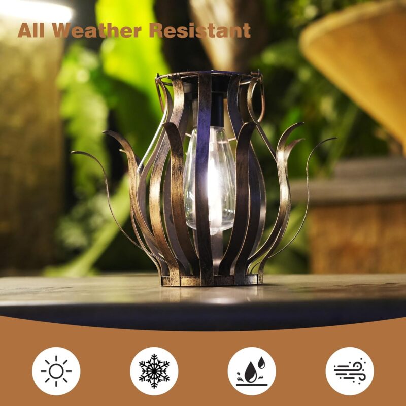 Solar Lanterns Outdoor Waterproof Hanging Lanterns as Birthdays Gifts for Women Mom Grandma Metal Garden Decor for Outside Solar Lights for Yard, Patio, Lawn, Porch, Backyard (Gradient Brown - Image 2