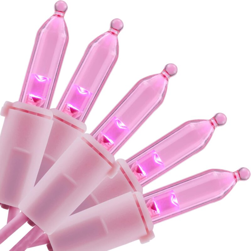 Pink  Christmas Lights with Pink Wire, 33 Feet 100 Count  Certified Commercial Grade  Holiday String Light Set (Pink - Pink Wire)