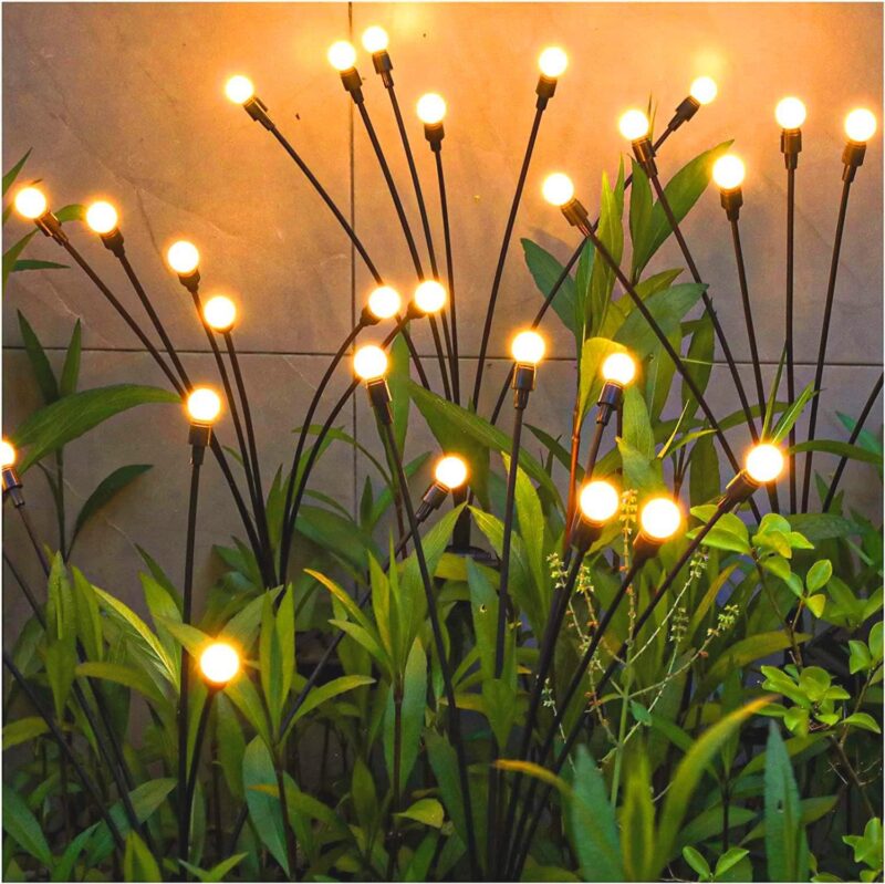 Solar Garden Lights - New Upgraded Solar Swaying Light, Sway by Wind, Solar Outdoor Lights, Yard Patio Pathway Decoration, High Flexibility Iron Wire & Heavy  Base, Warm White(2 Pack)