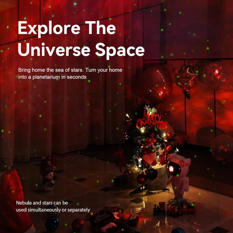 Star Projector Galaxy Night Light - Astronaut Space Projector, Starry Nebula Ceiling LED Lamp with Timer and Remote, Kids Room Decor Aesthetic, for Christmas & Birthdays - Image 2