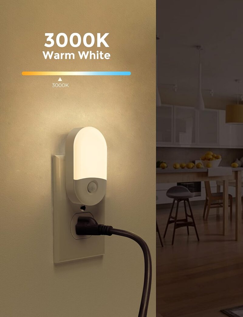 Motion Sensor Night Light, 2Pack, Motion Activated Night Light, Night Lights Plug into Wall Motion Sensor, 3000K Warm White, Adjustable Brightness 30/60LM, for Kids Adults Bathroom Bedroom - Image 2