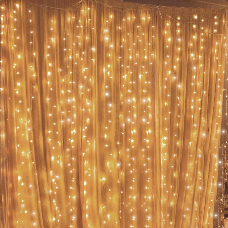 300  Window Curtain String Light Wedding Party Home Garden Bedroom Outdoor Indoor Wall Decorations, Warm White