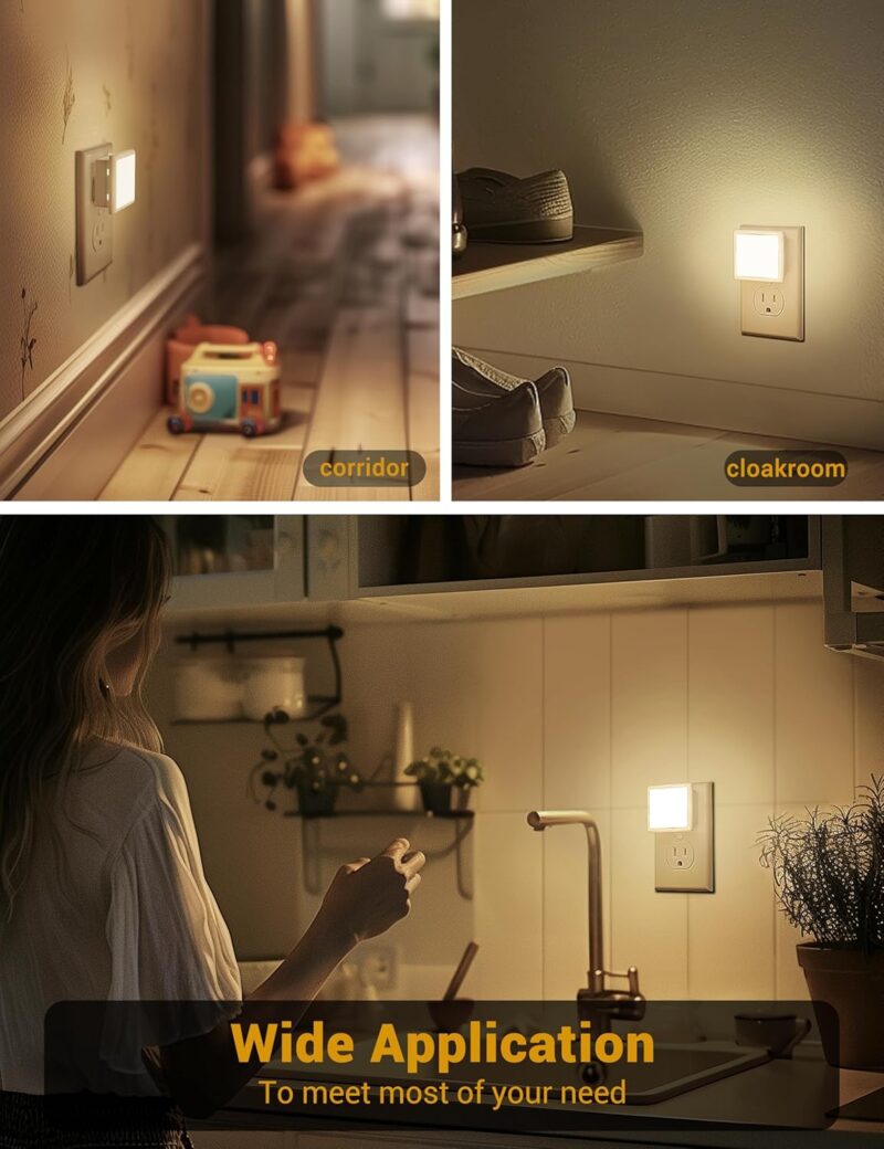 Night Lights Plug into Wall 2 Pack, Plug in Night Light with Dusk-to-Dawn Light Sensor, 3000K Soft White 0.3W, LED Nightlight for Bathroom, Adult, Hallway - Image 2