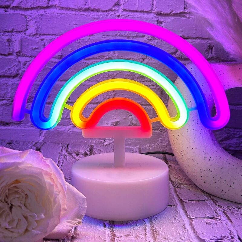 Rainbow Neon Sign -  or Battery Operated  Light for Classroom, Girls Bedroom, Kids Table Decor