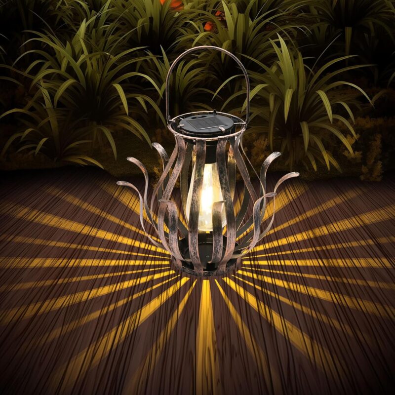 Solar Lanterns Outdoor Waterproof Hanging Lanterns as Birthdays Gifts for Women Mom Grandma Metal Garden Decor for Outside Solar Lights for Yard, Patio, Lawn, Porch, Backyard (Gradient Brown