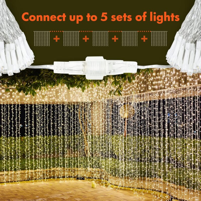 300  Window Curtain String Light Wedding Party Home Garden Bedroom Outdoor Indoor Wall Decorations, Warm White - Image 2